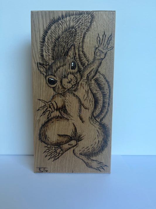 Handmade Squirrel on Rift Sawn White Oak