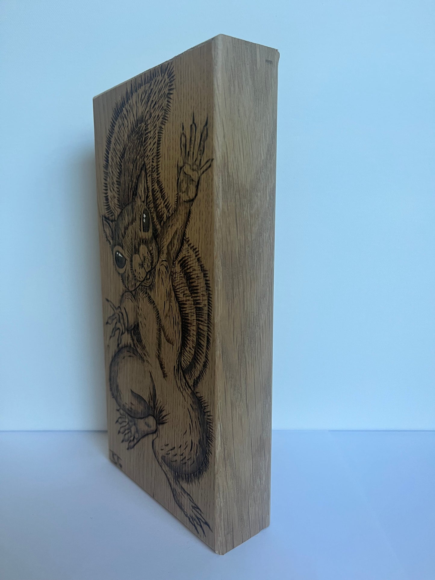 Handmade Squirrel on Rift Sawn White Oak